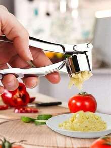 Stainless Steel Manual Garlic Press - One-Click Garlic/Ginger Paste | Easy To Clean, No Residue | Home & Commercial Kitchen Tool - Silver - View 2