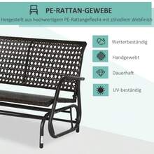 Poly Rattan Swing Chair, 2-Seater, Garden Bench With Backrest, Bench, Park Bench, Brown, 70 X 120 X 84 Cm - Black - View 4