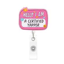 1pc Glitter Acrylic Badge Reel Retractable ID Card Holder Clip, Nurse/Doctor Badge Reel Gift, Retractable Badge Reel - Multicolor - View 18