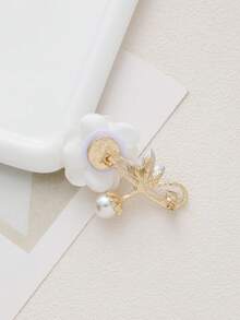 1枚男女通用白色、粉色、酒红色、藏蓝色山茶花胸针，饰有水钻，适用于婚礼、派对、伴娘领针 - 彩色 - 查看 2