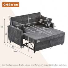 [Sofa Bed With Sleeping Function] Double Sofa, Double Sofa Bed, Adjustable Backrest, Velvet, High-Density Foam, Living Room Sofa, Sofa With Bed Function