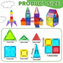 磁性钻石彩色玻璃二合一STEM感官玩具益智积木，模拟创意形状搭建，生日礼物佳选，多种尺寸，适合作为3岁以上儿童的圣诞节、万圣节礼物 - 彩色 - 查看 6