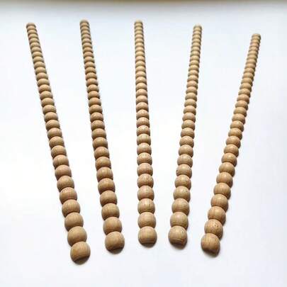 Ten Semi-Circular Beaded Wooden Veneer Strips, Unfinished, Suitable For DIY Decoration, Cabinets, Furniture, Paneling, Slatted Walls, Etc.