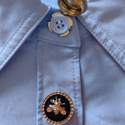 1件/2件套优雅蜜蜂几何图案纽扣套装，衬衫纽扣套装，夹扣套装，时尚水晶袖扣套装，适合搭配燕尾服和婚纱装饰