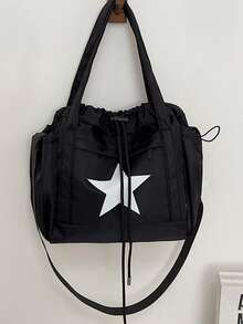 1pc Women's Nylon Crossbody Shoulder Bag, Adjustable Strap, Scratch-Resistant And Durable, Can Hold Passport, Cash, ID, Credit Cards, Lightweight And Portable, Suitable For Commuting, Shopping, Daily Use, Casual And Fashionable, Solid Color Design. - Black - View 4