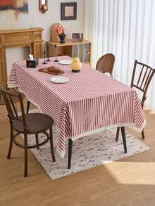 1 chiếc khăn trải bàn sọc đỏ, phong cách trang trí tối giản kiểu nhà nông thôn, hình chữ nhật, phù hợp cho bàn ăn, bàn cà phê, kệ tivi, lối vào, thích hợp cho các dịp lễ, tiệc tùng, đám cưới, bữa tối, nhà cửa, văn phòng, dã ngoại ngoài trời, mọi mùa. - Đỏ - Xem 8