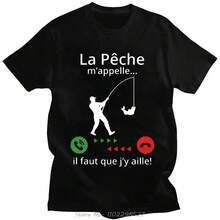 Camiseta de pesca "Me llama la pesca, debo irme", camisetas de verano de pescador, camisetas de mujer, tops de streetwear - Negro - Ver 1