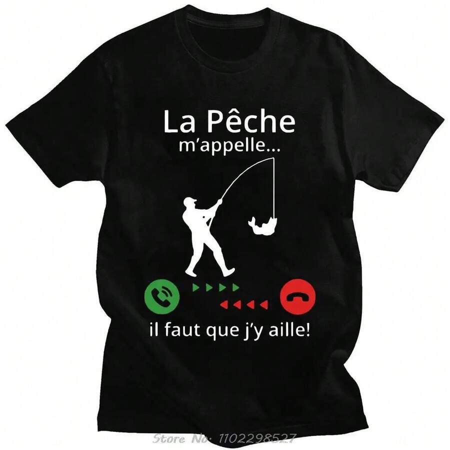 Camiseta de pesca "Me llama la pesca, debo irme", camisetas de verano de pescador, camisetas de mujer, tops de streetwear - Negro - Ver 1