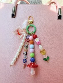 鱼形包包挂饰串珠郁金香钥匙扣蘑菇包包挂饰可爱背包配件金链钱包挂饰送给女孩和女士的礼物Y2K旅行必备卡哇伊 - 彩色 - 查看 5