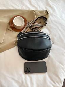 1pc Women's PU Leather Square Bag/Box Bag/Shoulder Bag/Crossbody Bag, With Adjustable Strap, Scratch-Resistant And Durable, Can Hold Passport, Cash, ID, Credit Cards, Lightweight And Portable, Suitable For Commuting, Shopping, Daily Use, Fashionable Solid Color (Excluding Pendant Accessories) - Black - View 5