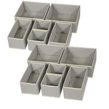 1/3/6/9/12个装可折叠布艺收纳盒，适用于衣柜、梳妆台、抽屉，可用作收纳篮、整理盒、分隔盒，用于存放衣物、内衣、胸罩、袜子和其他贴身衣物。 - 淺灰(米色邊) - 查看 1