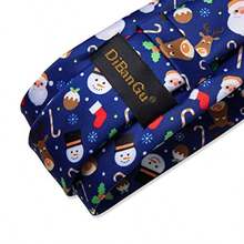 Juego de corbatas de Navidad para hombre diseño de corbatas de seda y bolsillo con caja de regalo corbata festiva de Navidad-B006 - Muñeco de nieve azul - Ver 5