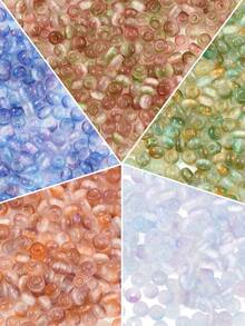 438pcs Set Imitation Cat Eye Glass Seed Beads, Round Shape, Bi-Color, Wheat/Lilac Purple/Cornflower Blue/Camel/Turquoise, Size: 4~4.5x2.5~3mm, Hole: 1.2~1.5mm - Rondelle - View 10