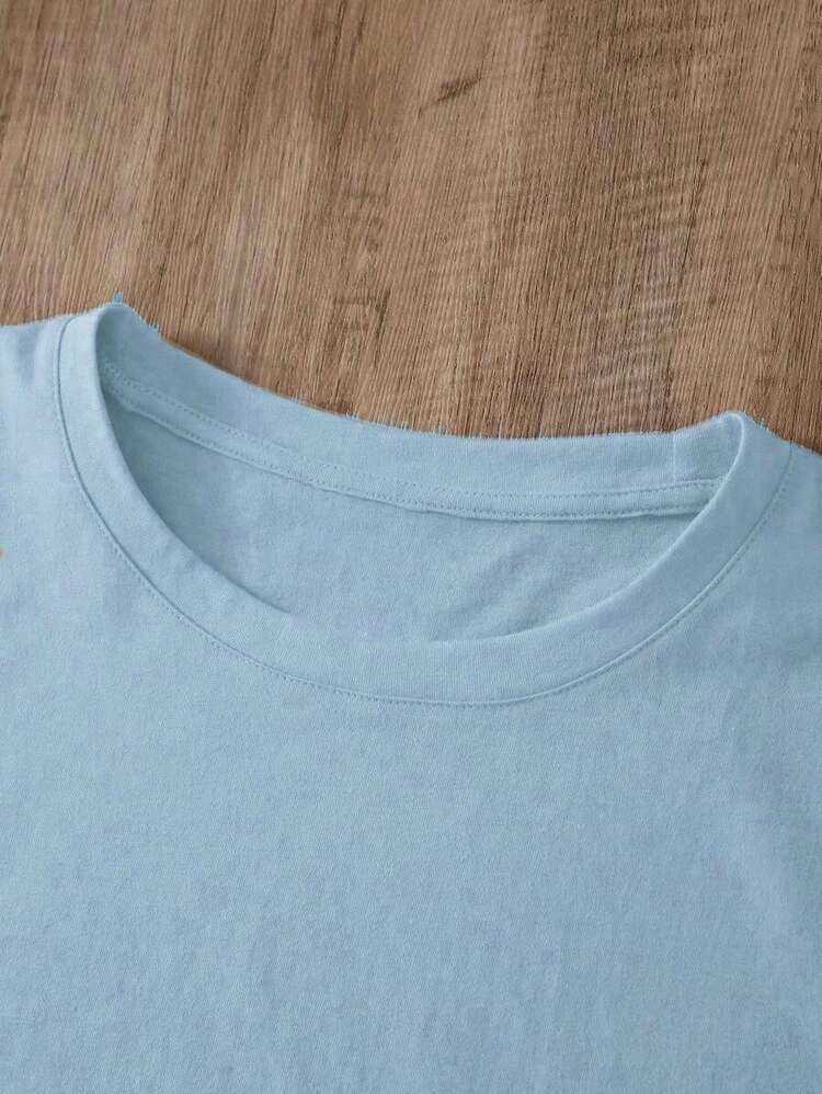 YOKASACamiseta informal de verano para mujer, de cuello redondo, ajustada y manga corta, con estampado de pintura al óleo, floral, de corazones, de cerezas y de letras. Tejido informal sencillo, estilo deportivo, ideal para el día a día y para una cita de San Valentín..1 pcs,180g Pure Heavy,95%Polyester 5%Spandex - Azul-YH636 - Añade 4