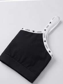 4件装女童休闲时尚字母印花吊带文胸，无缝柔软舒适透气运动文胸，适合青少年和学生穿着 - 彩色 - 查看 5