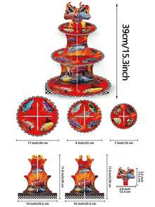 DOBBLE 汽车卡通人物赛车主题蛋糕架，生日派对用品 - 彩色 - 查看 3