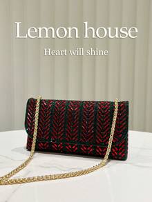 1 szt. Kolorowa kopertówka z kryształkami, metaliczna, dekoracyjna, elegancka torebka na ramię, odpowiednia na wieczorne przyjęcie, wesele, bal maturalny, prezent dla kobiet - Wielokolorowe - Zobacz 5