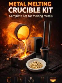 石墨金属熔炼坩埚套装，金银熔炼铸造工具套装（含坩埚钳），金属熔炼坩埚套装，陶瓷石英坩埚及熔炼钳，铸造模具套装，喷灯熔炼铸造套装，用于熔化金、银及其他金属，石墨模具及珠子（用于珠宝制作），DIY金属铸造