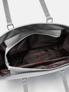 1个女士时尚大容量手提包，经典多色保温包，可装笔记本电脑，可作妈妈包、工作手提包、日常健身午餐包、野餐包、防水保温斜挎包，大号 - 銀色 - 查看 9