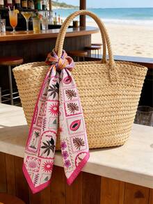 1件新款时尚70厘米女士缎面多功能配饰，贝壳沙滩印花，适合日常佩戴，四季皆宜，丝巾/手帕 - A - 查看 5