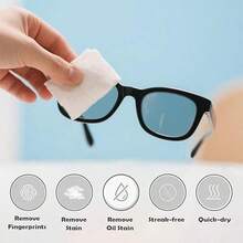 10/100 Khăn Lau Kính Mắt - Khăn Lau Kính Mắt được đóng gói riêng lẻ, dùng để lau kính mắt, kính râm, ống kính máy ảnh, màn hình điện thoại, máy tính, laptop, khăn giấy lau chùi. - trắng - Xem 8