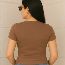 Set Of 4 Stylish Short-Sleeved Blouses For Work, Premium, Blogger-Style, Casual, Slim Fit, Summer/Carnival Fashion. - Black, Gray, Brown and White - View 4