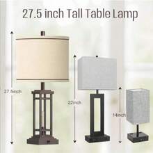 27.5 Tall Farmhouse Table Lamps With USB C + USB A Charge Ports, Rustic Living Room Lamps Set Of 2, Black Industrial End Table Lamp For Bedroom Living Room Nightstand,Room Deocr,Bedroom Furniture,Home Deocr Living Room - 查看 2