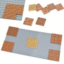 MIGUBA 50片2x2彩色光滑印花瓷砖砖，地板砖，组装配件砖，装饰房屋墙壁，平整光滑的板材，DIY益智玩具，兼容3068砖块 - 彩色 - 查看 2