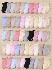 20/10/5 đôi tất chống trượt kiểu ngẫu nhiên, phù hợp cho trẻ nhỏ, đế cao su in hình dấu chân, tất viền ren dễ thương cho bé gái, trẻ sơ sinh, trẻ 0-3 tuổi, dùng được cả bốn mùa. - Nhiều màu - Xem 9