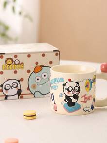 可爱卡通熊动物系列陶瓷马克杯，耐热光滑宽口咖啡杯，创意家居日常饮具，生日、感恩节、圣诞节、家庭聚会等场合送给朋友、情侣的完美礼物。 - 彩色 - 查看 12