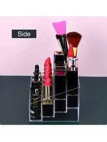 1pc Transparent Lipstick Storage Box, Plastic 24-Slot Lipstick Holder, Cosmetic Organizer Display Case, Acrylic Desktop Display Stand, Suitable For Home, Room And Dorm - Multicolor - View 2