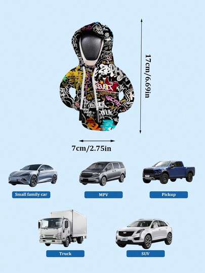 涂鸦风格换挡杆套，彩色街头艺术汽车换挡杆套，弹性贴合手动变速箱配件