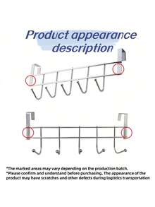 5-Hook Over The Door Storage Rack, Stainless Steel No Drill Invisible Creative Door Hanging Hooks For Cabinet, Kitchen, Coat - Multicolor - View 10