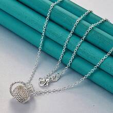 925 Silver Plated Knot 16-30 Inch Pendant Necklace For Women Wedding Party Fashion Charm Jewelry - Silver - View 2