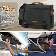 NEWHEY 17-17.3 Inch Men's Canvas Laptop Bag Messenger Bag Briefcase Large Capacity Computer Shoulder Bag With Padded Compartment, Black/Grey - Multicolor - View 8