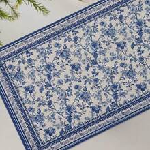 1/4/6 Pcs Chinese Blue And White Porcelain Style Placemats, Linen Dining Table Mats With Traditional Lantern Pattern, Washable Printed Tablemats, Surface Protection Pads, Ideal Decor For Holiday Kitchen And Family Gatherings - Multicolor - View 8