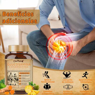  Gwynne Glucosamina 1500mg + Condroitina y MSM | 90 Cápsulas | Suplemento Articular para Salud del Cartílago, Flexibilidad y Comodidad Diaria (Hombres y Mujeres)