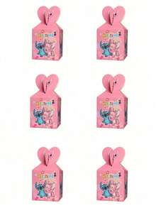 DOBBLE 6/12pcs Lilo & Stitch Cartoon Character Stitch Pattern Party Gift Bags, Paper Bags For Cookies, Candies, Stitch Themed Birthday Party, Holiday Supplies, Gift Boxes Suitable For Various Theme Parties - Multicolor - View 4