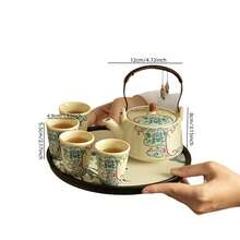 1pc/6pcs Shiny Gold & Silver Peony Handle Teapot With 4 Cups, Chinese Style Gongfu Tea Set - Multicolor - View 6
