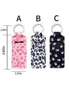1 pièce Porte-clés rouge à lèvres, Étui multifonctionnel pour porte-clés rouge à lèvres, Sac de rangement pour rouge à lèvres à clipser, Accessoire de sac pour femme, Cadeau pratique, Sac de rangement pour porte-clés rouge à lèvres imprimé léopard, Porte-clés rouge à lèvres élastique (peut être assorti avec une boucle noire) - Multicolore - Voir 9
