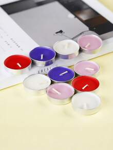 50pcs Unscented Colorful Small Candles, Tea Candles Burning Time 1 Hour, Suitable For Parties, Romantic Scenes, Birthday Parties, Outdoor Weddings, Indoor Dinners, Atmosphere Decoration, 1 Piece Simple Metal Candle Holder, Daily Casual Party Supplies, White, Pink, Red Candles (Suitable For Valentine's Day/Birthday), Home And Room Decoration, Gifts For Women, Best Friends, Creating A Romantic Atmosphere, Back To School Candles - Multicolor - View 8