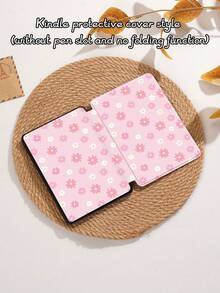 Minimalist Pink Floral Pattern Tablet Protective Case, Compatible With IPad 9.7/10.2/10.5/10.9/12.9/Pro 11 (10th Gen), Galaxy Tab S6 Lite 10.4", Kindle Paperwhite (12th Gen, 2024), Kindle (11th Gen, 2022), Soft Shock-Proof Protection, Smart Stand/Auto Wake/Sleep Function - Multicolor - View 10