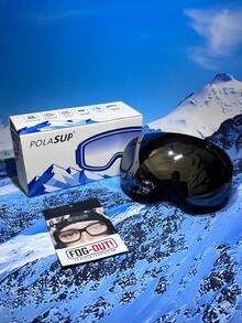 POLASUP 1 件冬季防雾专业双层防雾滑雪镜，带镜面涂层，聚碳酸酯防碎镜片，可调节防滑带，厚泡沫垫，适合高山滑雪、西伯利亚滑雪，圣诞礼物 - 黑框/防霧雙層銀色鍍膜鏡片//雙調整扣 - 查看 11