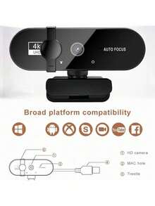 适用于电脑的 2K/4K 网络摄像头，1080P 高清，USB 接口，带麦克风，自动对焦，支持全高清 1080P 分辨率 - 彩色 - 查看 7