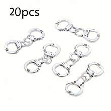 10 Pieces Antique Silver Hollow Chain Handcuff Pendant, Suitable For DIY Jewelry Making Accessories - 銀色 1 - 查看 3
