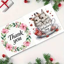 6pcs DIY Diamond Painting Greeting Card Kit, Valentine's Day Theme Animal Rose Cat Heart Design, Diamond Art Mosaic Postcard, Suitable For Thanksgiving, Birthday, Christmas, Halloween, Mother's Day To Express Warm Blessings And Best Wishes, Great For Family, Friends And Lover Holiday Party Invitations, Handmade Craft Gift Set With Envelopes - Multicolor - View 3