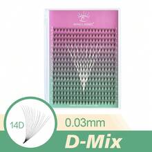 SONG LASHES 14D 16 Rows 320pcs D-Curl Voluminous Eyelash Extensions, Extra Large Tray, Pointed Flat Base, Pre-Made Lashes, 0.03mm Thickness, 8-15 Lashes Per Cluster, Eyelash Extension - D - View 12
