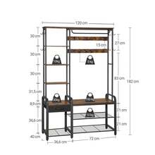 Hzuaneri Coat Rack With Shoe Storage, Coat And Shoe Rack With 3-Tier Storage Bench And Drawer, 5-In-1 Hall Tree With 17 Hooks, Side Book Shelves For Bedroom, Hallway Living Room - Rust Brown - View 6