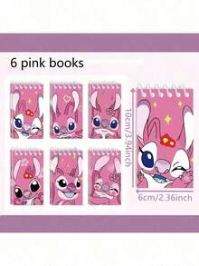 10/12pcs Disney Stitch Notebooks, Stitch Spiral Notebooks For Office Use, Cartoon Office Theme Diaries, Suitable For Students And Office Use, Back To School Gift, Birthday Party Gift, Christmas Gift, Christmas Stocking Stuffer, Christmas Present [Random Pattern Shipped] - Pink - View 3