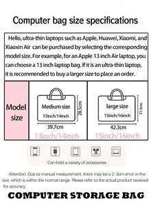 1pc Pink Tulip Flower Pattern Lightweight 16/15/14 Inch Laptop Bag, PU Leather Waterproof Padded Shockproof Laptop Sleeve, Essential For College Students And Lightweight Travel - Beige - View 12